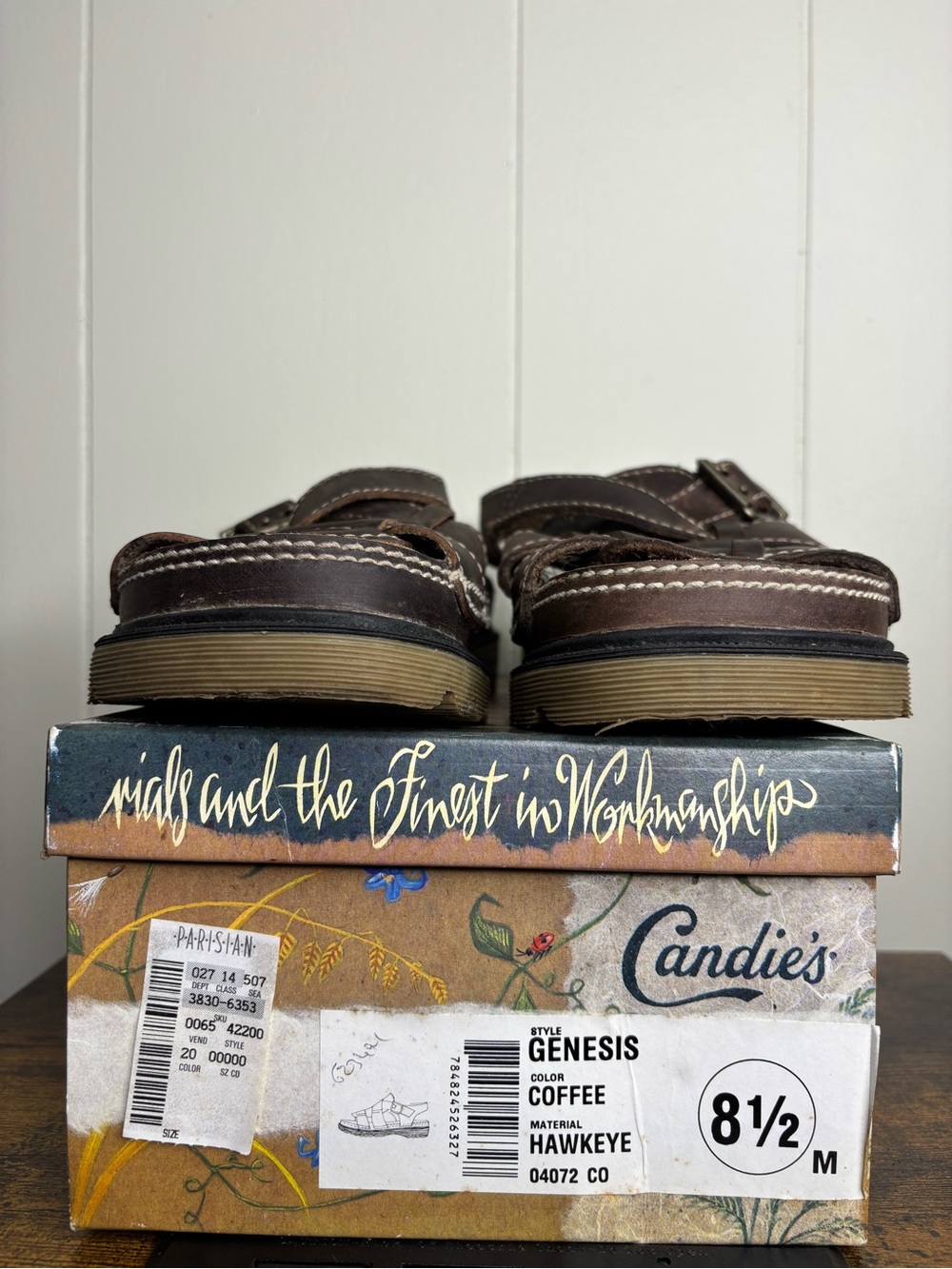 Vintage Candie’s Fisherman Platform Sandals Womens Brown Leather Y2K Size 8.5 - Picture 4 of 8